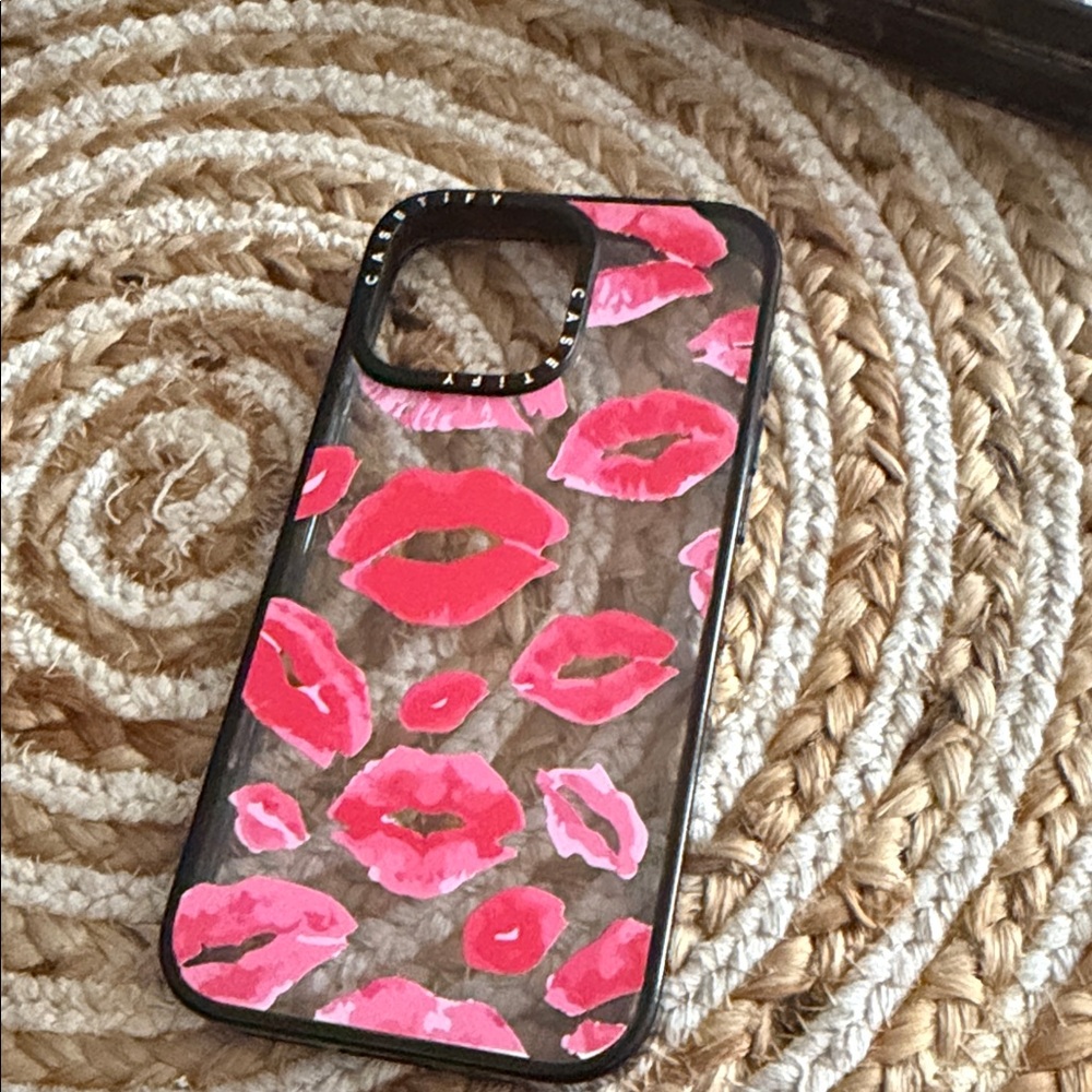 Casetify Lip Print Phone Case - Black and Pink
